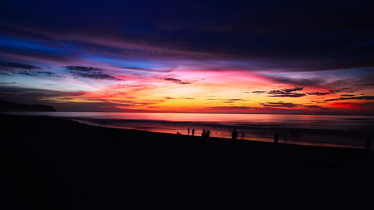 sea, ocean, water, panorama, sky, clouds, sunset