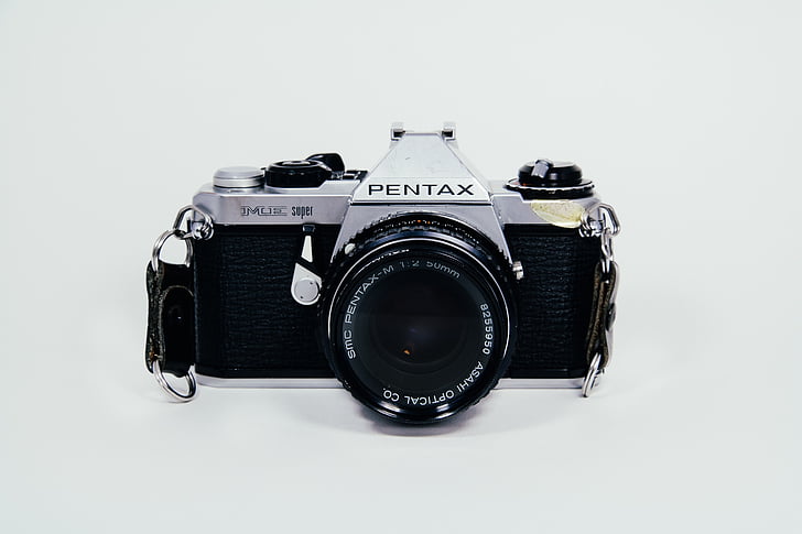 černá, šedá, Pentax, SLR, fotoaparát, čočka, Fotografie