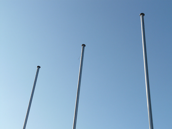 flagpole, masts, empty, sky, suspended, rod, hoist