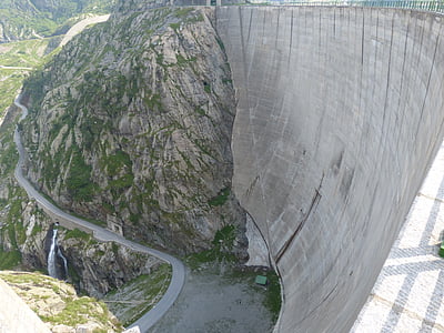 Dam, energiproduktion, reservoir, bjerge, enorme, kæmpe, sten
