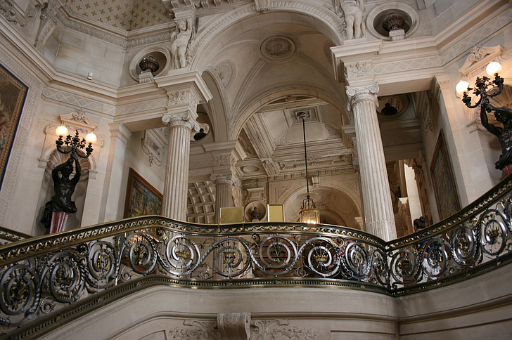 a Château de Chantilly kastély, kapaszkodó, lépcső, Franciaország