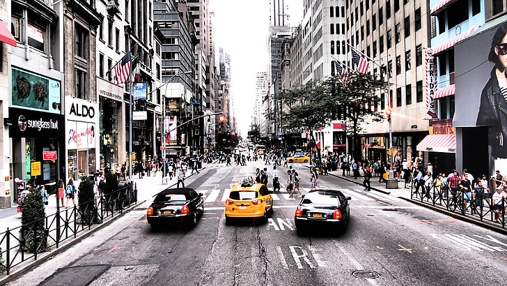 Yellow cab, taxi, New york, weg, Auto, Verenigde Staten