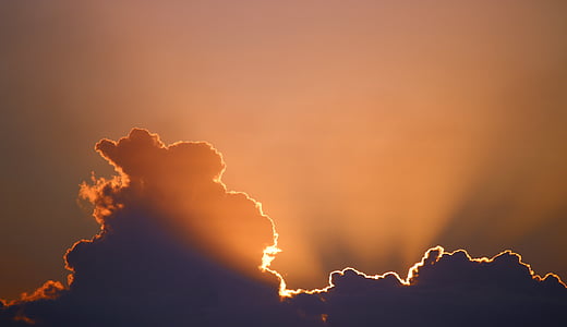 silhouette, clouds, golden, hour, photo, cloud, sunset