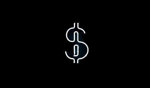 preto, Branco, Dólar, sinal, arte-final, dinheiro, símbolo
