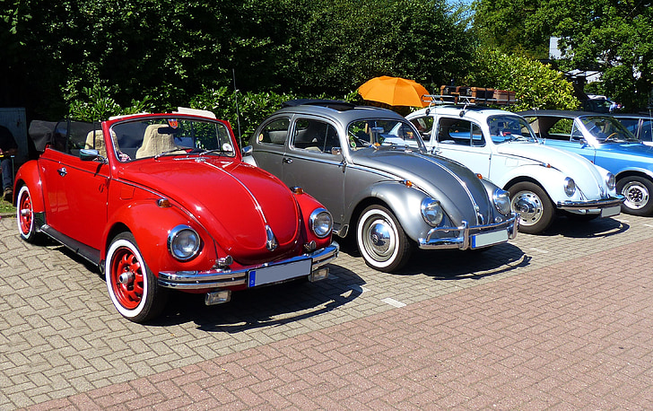 Oldtimer, eski arabalar, VW, VW beetle, tarihsel olarak, Klasik, eski