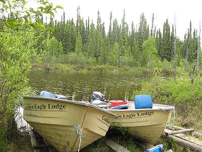 vissersboten, wildernis, visserij, Manitoba, buiten, vissen, boot