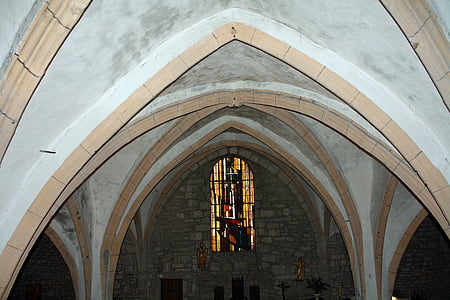 kostelní strop, církevní oblouky, Interiér kostela, klenutý strop
