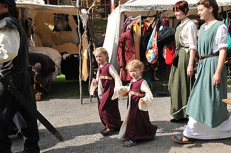 дети, девочка, средние века, рынок
