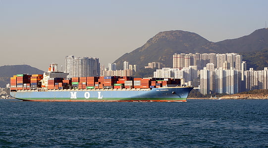 trasporto, navi porta-container, Hong kong s un r