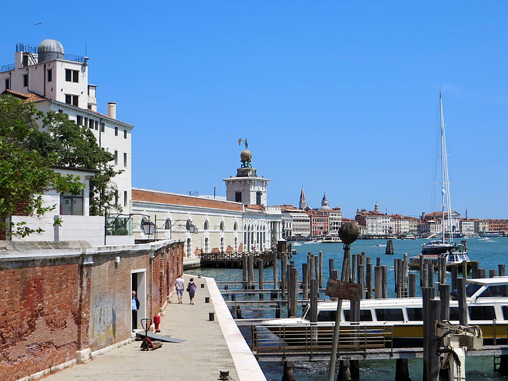 Italië, Venetië, gevels, Dogana, Zattere, Wharf, het platform