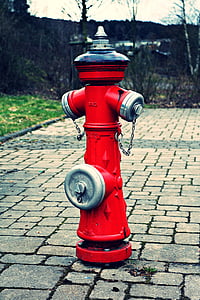 hydrant, brann, vann hydrant, rød, Metal, vann, brannslukning vann