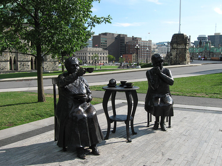 standbeeld, Ottawa, de beroemde vijf, Parlement hill, Canada, vrede toren