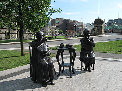 estátua, Ottawa, os cinco famosos, colina do Parlamento, Canadá, Torre da paz
