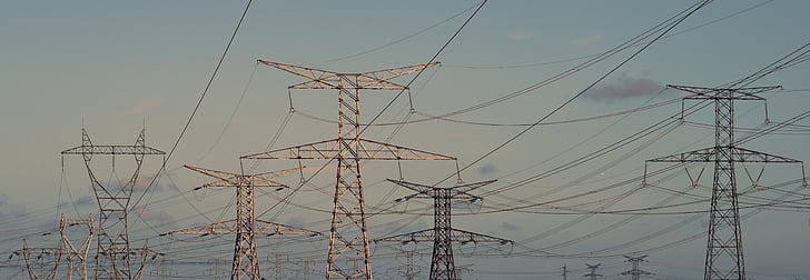 electricitat, piló, fill, cables, línia de poder, alta tensió, cables elèctrics