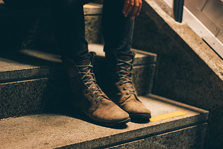 boots, shoes, laces, steps, stairs, fashion, shoe