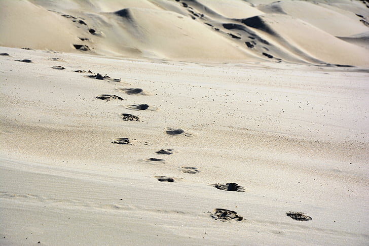 pesek, peščene sipine, stopinje v pesku, Dune, narave, sledi, polnjenje