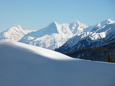 Βόρεια πλευρά του Eiger, μοναχός, παρθενα, Ελβετία, αλπική, χιόνι, Χειμώνας
