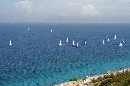 Grieķija, Rhodes, jūra, ūdens, sāknēšanas, buru laiva, pludmale