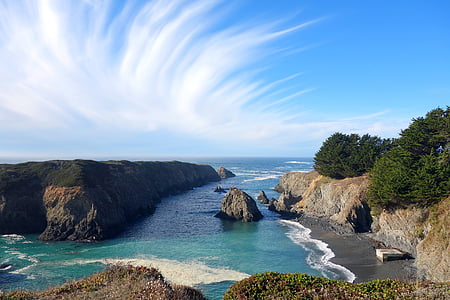 seascape, headland, mendocino, state park, california, sea, coast