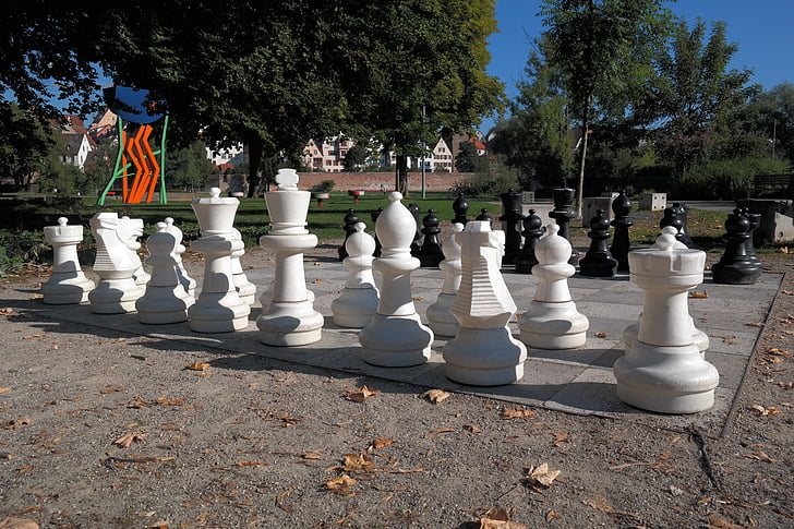 escacs, tauler d'escacs, peces d'escacs, negre, blanc, joc d'escacs, jugar