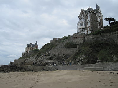 Frankrike, kusten, klippkust, stranden, havet, Normandie, Honfleur