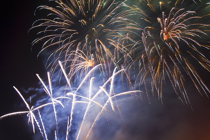focuri de artificii, finalul, alb, festiv, Festivitatea, sărbătoare, colorat