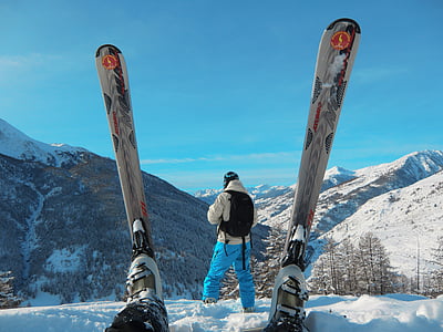 滑雪, 阿尔卑斯山, queiras, 自然, 山, 冬天, 法国