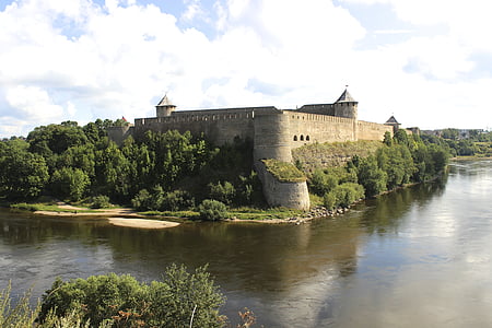 rieka, hrad, staré, História, Príroda, Estónsko, orámovanie