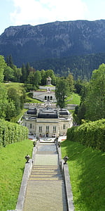 Linderhof-kastély, mesterséges patak, Louis a második, Lajos király, Castle, Schlossgarten