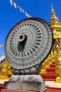 roda da vida, roda do dhamma, Budismo, antiga, história, acreditar, círculo