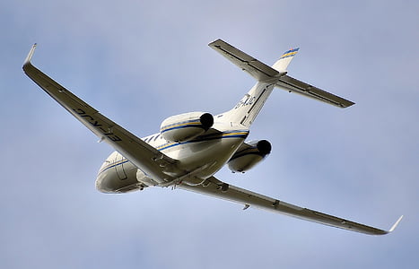 valge, äri, taevas, Hawker, Jet, õhkutõusu, õhusõiduki