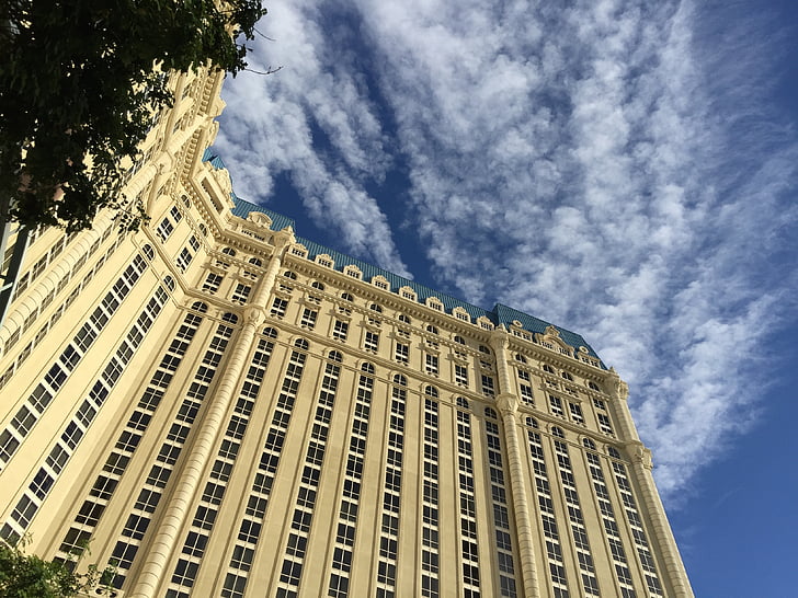 Las Vegas strip, Hotel, Gebäude, Himmel, Perspektive, Architektur, gelb