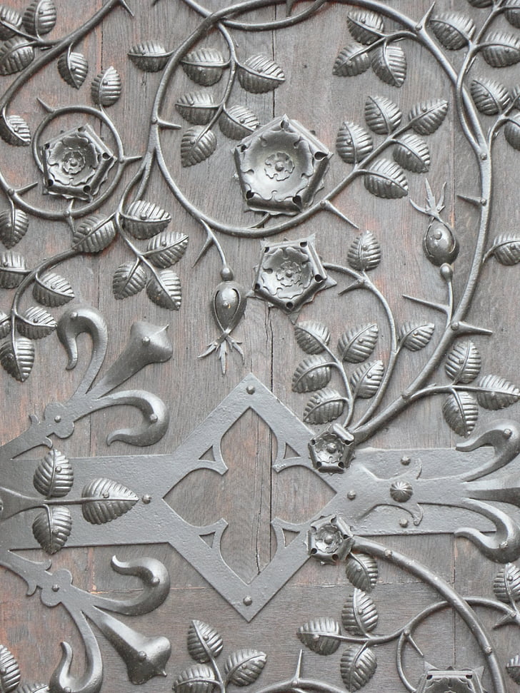dveře, dveřního kování, Ornament, proplést, dveře kostela, portál, dekorace