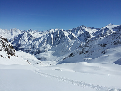 Stubaital, Stubai glacier, Cimeira, neve, Inverno, montanhas, Alpina
