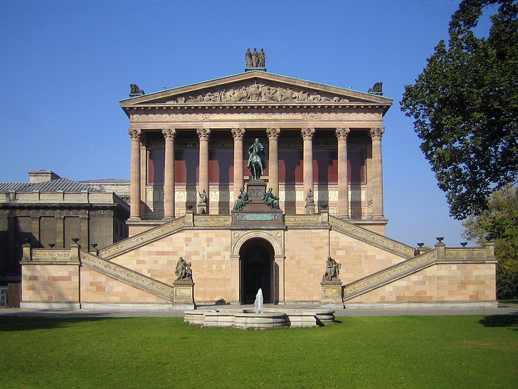 Galería Nacional, edificio, antiguo, Berlín, arte, arquitectura, columnar