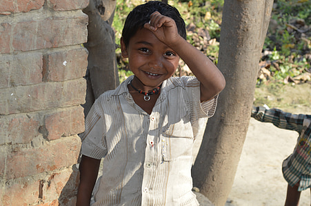 ребенок, Индийская, деревня, мальчик, улыбка, люди, Счастливый