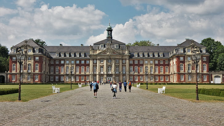 Castle, Münster, történelmileg, épület, Park, barokk, építészet