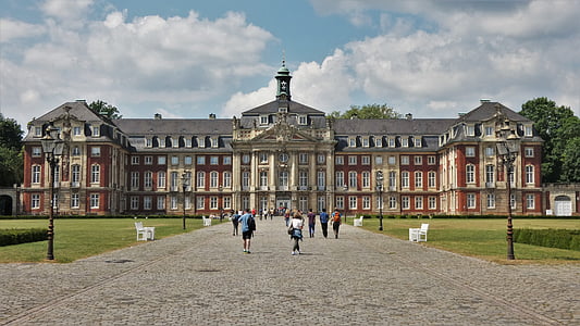 Castelo, Münster, Historicamente, edifício, Parque, barroco, arquitetura