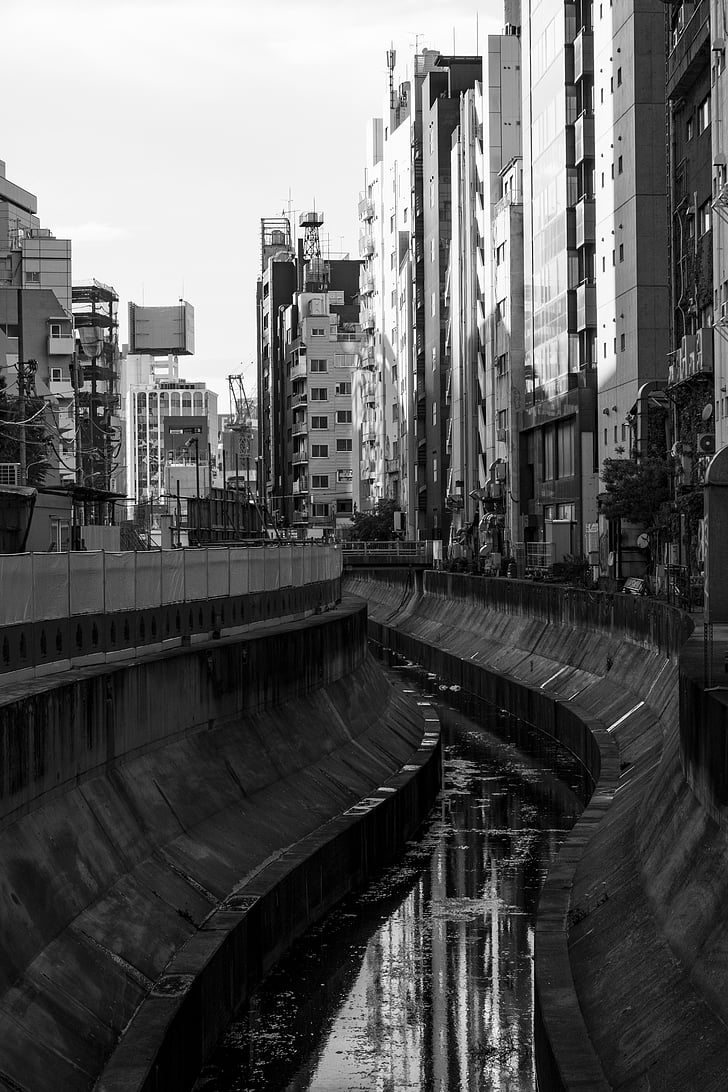 rivière, Shibuya, zone métropolitaine de Tokyo, ville, sale, urbain