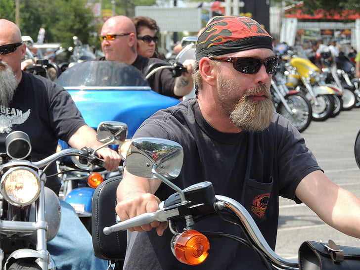 motorcykel, Harley, farverige, Biker, skæg, folk, transport