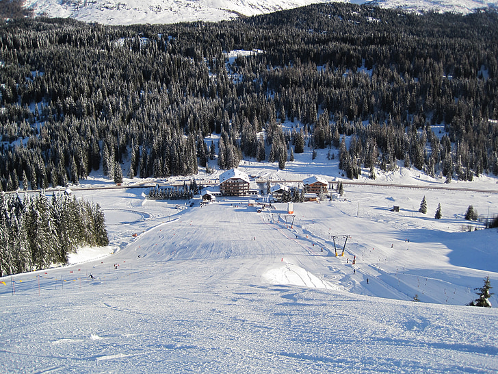 neu, muntanya, l'hivern, paisatge, pista d'esquí, esquí