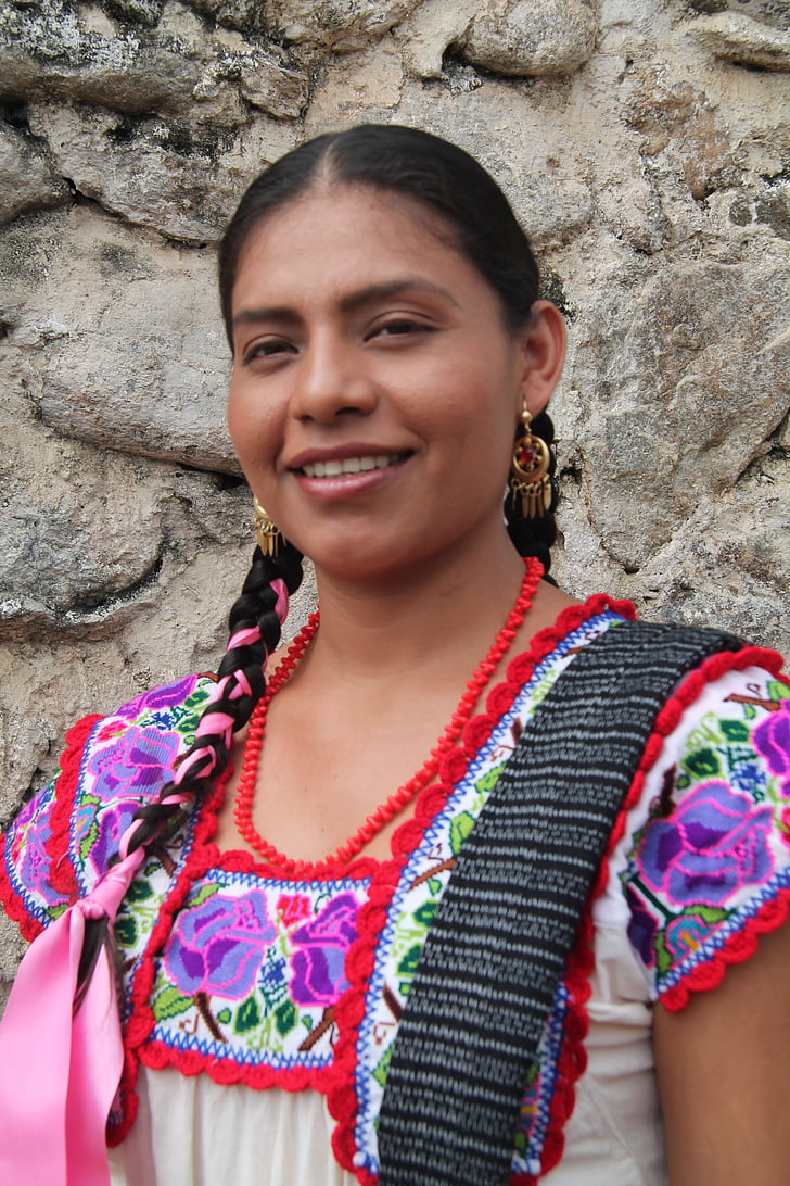 Moterys, Indijos, Meksika, Oachaka, skurdo, tradicinių drabužių