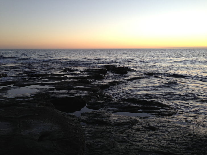 sunset, twilight, sea