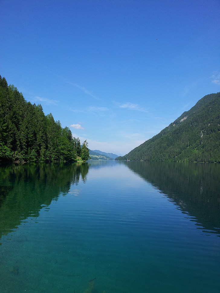 jezero weissensee, bolnišnici v na Dravi, Koroška, Avstrija, krajine, narave, gorskih