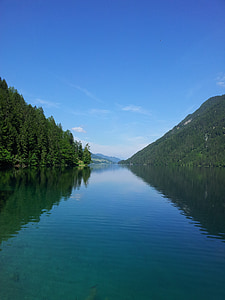 järve weissensee, haigla juures selle drau, Kärnteni liidumaa, Austria, maastik, loodus, mägi