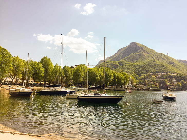 lecco, como, italy, port, water, little boat, boat