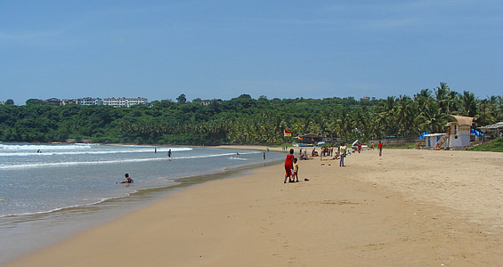Goa, Bogmalo beach, Indien, stranden, palmer, vacker strand, sand beach