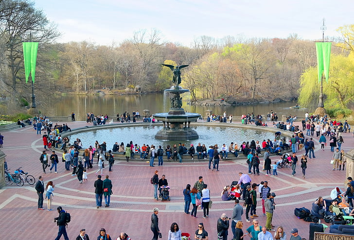 fontein, Central park, stad, stadspark, buiten, toeristische, Toerisme