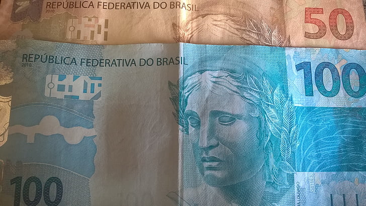peníze, skutečné, příjem, Brazilská měna, hlasovací lístky, plat, padesát dolarů