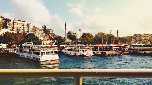 Istanbul, Turkiet, hamnen, staden, sjön, havet, arkitektur